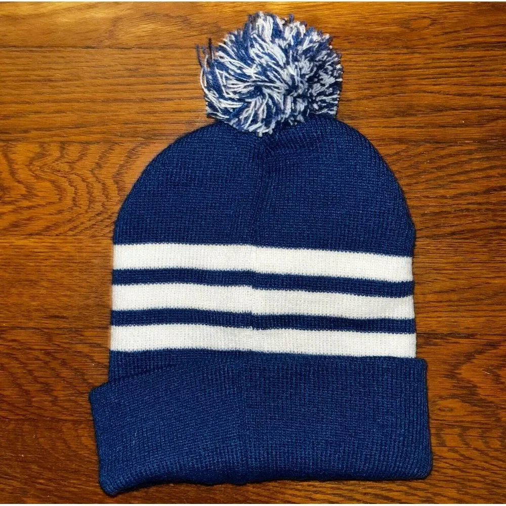 Indianapolis Colts Blue White Knit Pom‎ Beanie Youth Horseshoe NFL 3 Stripes